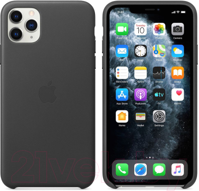 Чехол-накладка Apple Leather Case для iPhone 11 Pro Max Black / MX0E2