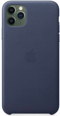 Чехол-накладка Apple Leather Case для iPhone 11 Pro Max Midnight Blue / MX0G2