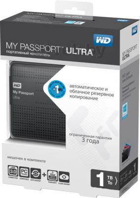 Внешний жесткий диск Western Digital My Passport Ultra 1TB Titanium (WDBJNZ0010BTT) - в упаковке
