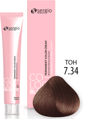 Крем-краска для волос Sergio Professional Color&Blonde 7.34 (средне-русый золотисто-медный)
