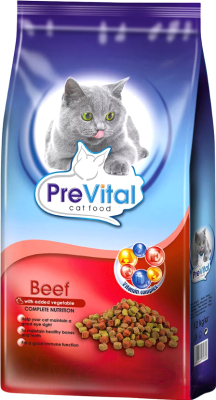 Сухой корм для кошек Prevital Beef&Vegetables (1.8кг)