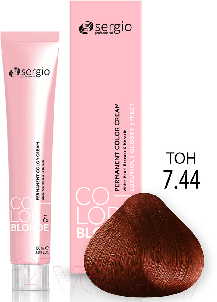 Крем-краска для волос Sergio Professional Color&Blonde 7.44 (средне-русый медный интенсивный) — фото 2