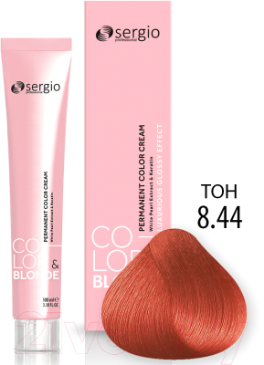 Крем-краска для волос Sergio Professional Color&Blonde 8.44 (блондин медный интенсивный)