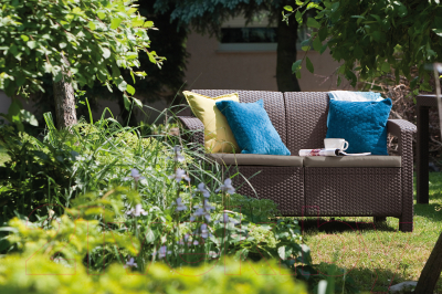 Диван садовый Keter Corfu Love Seat / 223214 (коричневый)