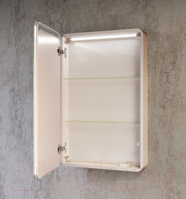 Шкаф с зеркалом для ванной Raval Pure 60 / Pur.03.60/W (с подсветкой)