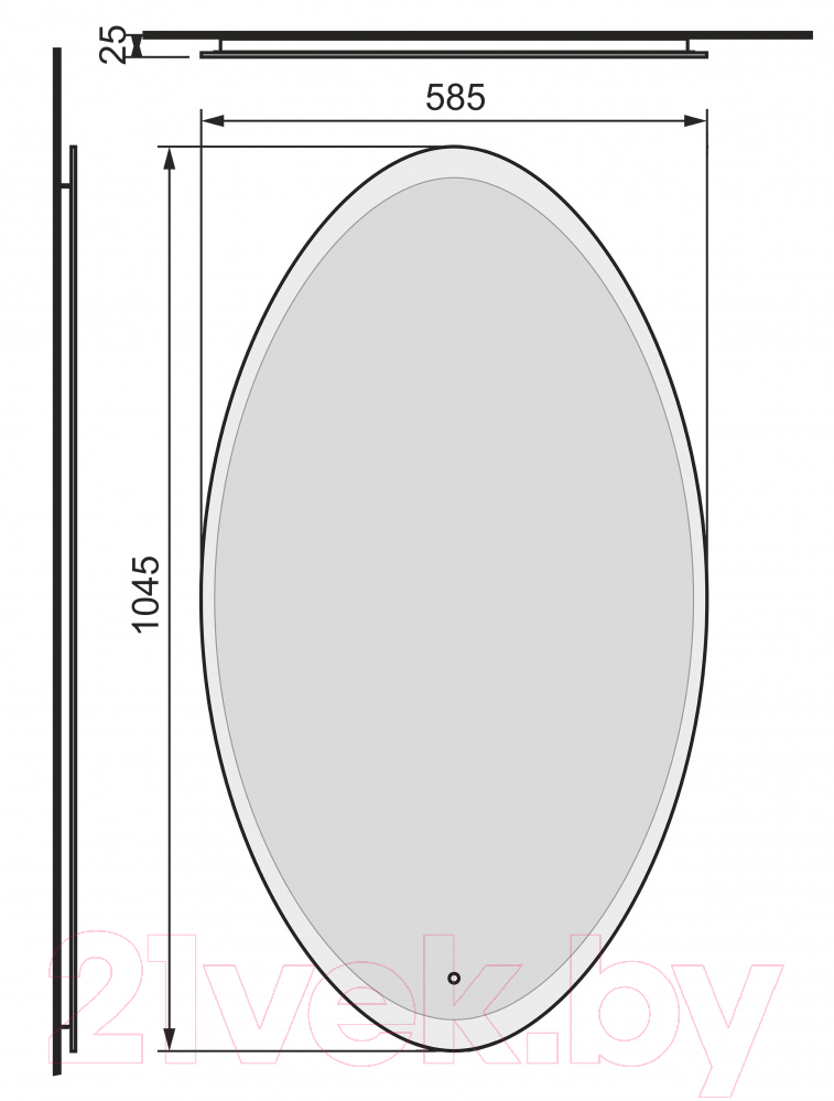 Зеркало Raval Moon 60 / Moo.02.60/W (с подсветкой)