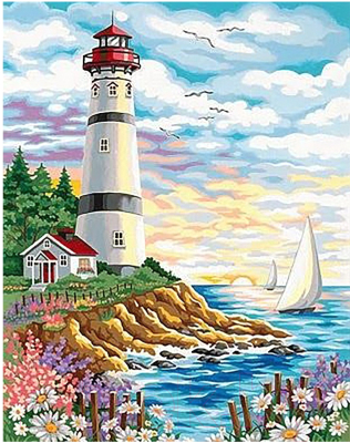 

Набор алмазной вышивки Wizardi, Маяк на рассвете / WD095