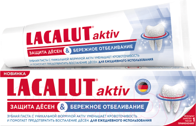 Зубная паста Lacalut Aktiv Защита десен и бережное отбеливание (65г)