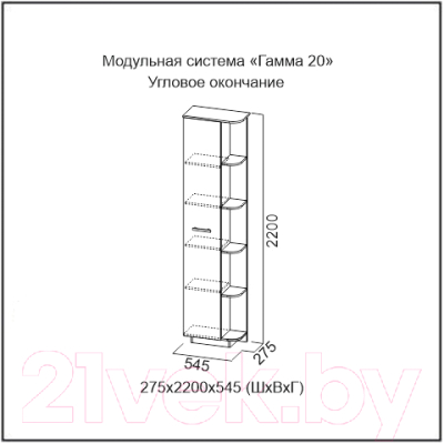 Угловое окончание для шкафа SV-мебель Гамма 20 К (ясень анкор светлый)