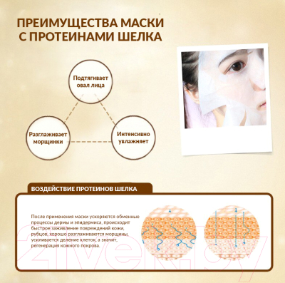 Маска для лица тканевая Bioaqua Silk Protein с протеинами шелка (30г)