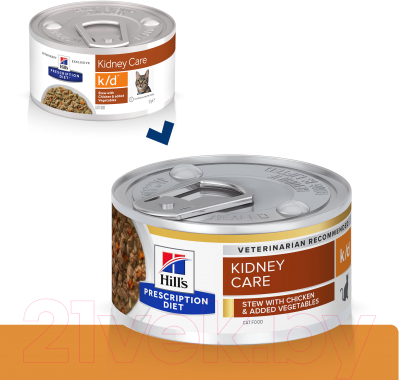 Влажный корм для кошек Hill's Prescription Diet Kidney Care k/d Chicken & Vegetables / 603879 (82г)