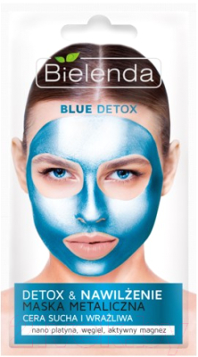 Маска для лица кремовая Bielenda Blue Detox очищающая металлическая для сухой и чувств. кожи (8г)