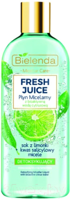 Мицеллярная вода Bielenda Fresh Juice детоксифицирующая лайм (500мл)