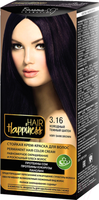 Крем-краска для волос Белита-М Hair Happiness стойкая тон № 3.16 (холодный темный шатен)