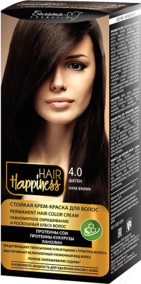 Крем-краска для волос Белита-М Hair Happiness стойкая тон № 4.0 (шатен)