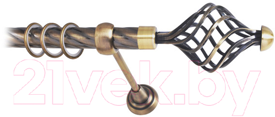 Карниз для штор Lm Decor Вираж 098 1р витой 25мм (антик, 2.8м)