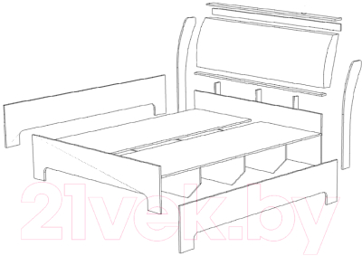 Двуспальная кровать Мебель-КМК 1600-01 0685.1 (орех донской/Danver 23)