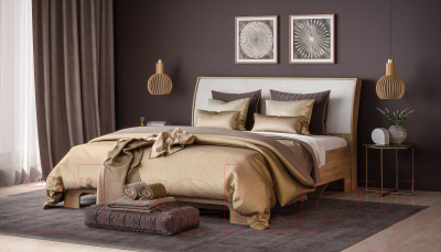 Двуспальная кровать Мебель-КМК 1600-01 0685.1 (дуб сонома/Western 01) - Фото товара другой расцветки в интерьере 