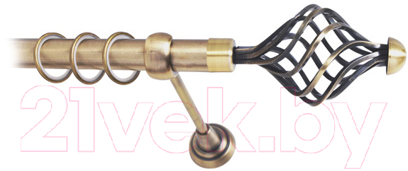 Карниз для штор Lm Decor Вираж 098 1р гладкий 25мм (антик, 1.6м)