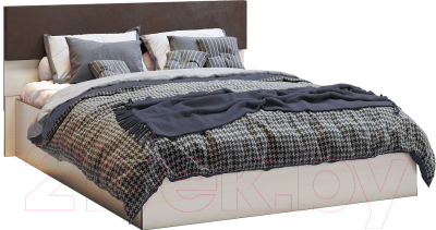 Двуспальная кровать Мебель-КМК 1600 Николь 0683.1 (дуб шамони светлый/орех шоколадный)