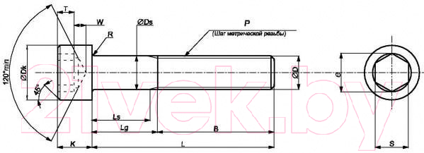 Винт ЕКТ 8x16 DIN912 прочность 8.8 / 61547