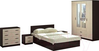 Комплект мебели для спальни Аметиста Ронда 1 (венге/беленый дуб)