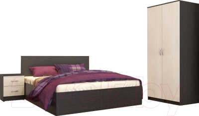 Комплект мебели для спальни Аметиста Ронда Мини (венге/беленый дуб)