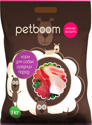 Сухой корм для собак Petboom Для взрослых собак средних пород с мясным ассорти (2кг)