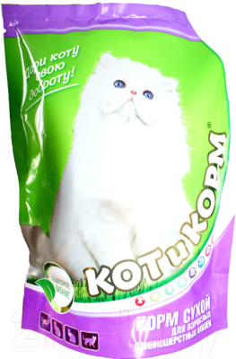 Сухой корм для кошек КОТиКОРМ Для взрослых длинношерстных кошек (10кг)