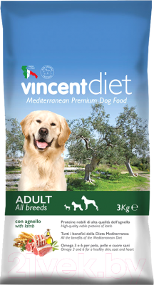 Сухой корм для собак Vincent Diet Adult Lamb (3кг)