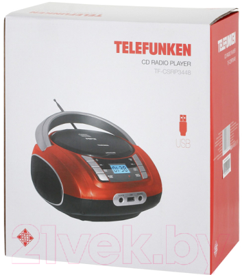 Магнитола Telefunken TF-CSRP3448 (красный)