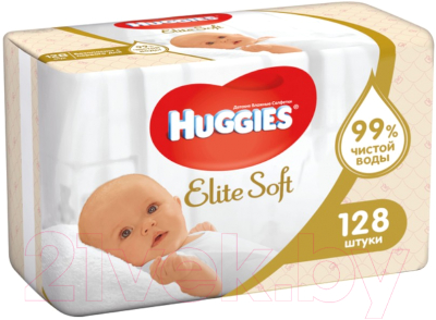Влажные салфетки детские Huggies Elite Soft многослойные / 5029053534749 (128шт)