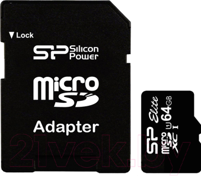 Карта памяти Silicon Power microSDHC Elite UHS-1 (Class 10) 64GB (SP064GBSTXBU1V10SP)