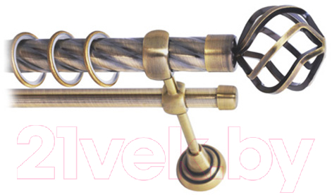 Карниз для штор Lm Decor Булава 097 2р витой 25/16мм (антик, 1.8м)