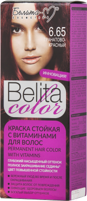 Крем-краска для волос Белита-М Belita Color стойкая с витаминами № 6.65 (гранатово-красный)