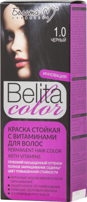 Крем-краска для волос Белита-М Belita Color стойкая с витаминами № 1.0 (черный)