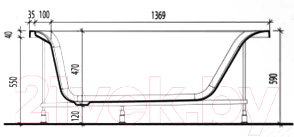 Ванна акриловая Eurolux Qwatry 150x70 / E1015070029