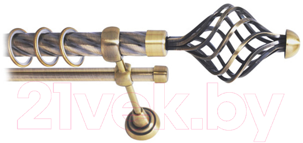 Карниз для штор Lm Decor Вираж 098 2р витой 25/16мм (антик, 2.8м)