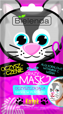 

Маска для лица тканевая Bielenda, Crazy Mask Котик очищающая