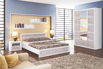 Двуспальная кровать Anrex Olivia 160 (вудлайн кремовый/дуб анкона)