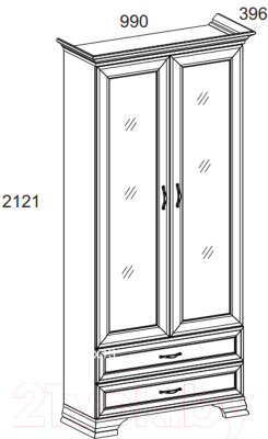 Шкаф с витриной Anrex Tiffany 2V2S (вудлайн кремовый)