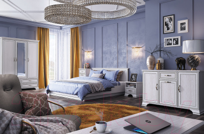 Двуспальная кровать Anrex Tiffany 160 с ПМ (вудлайн кремовый)