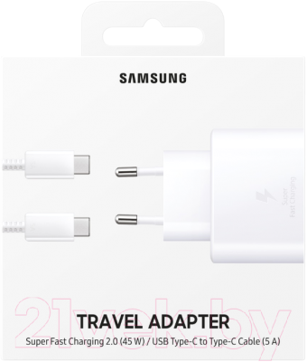 Зарядное устройство сетевое Samsung USB Type-C Power Delivery 45B / EP-TA845XBEGRU (белый)