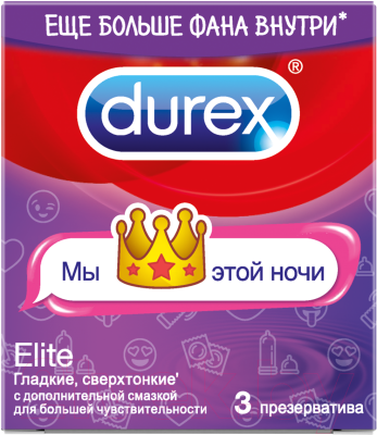 Презервативы Durex Elite Emoji №3 сверхтонкие (3шт)