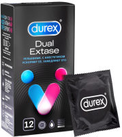 Презервативы Durex Dual Extase №12 рельефные с анестетиком (12шт) - 