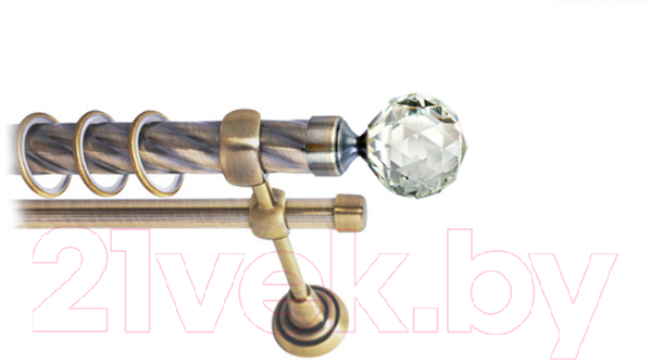 Карниз для штор Lm Decor Кристалл 130 2р витой 25/16мм (антик, 3.2м)