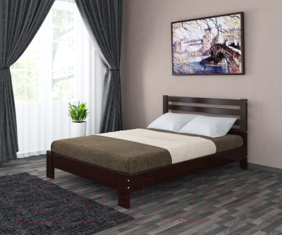 Двуспальная кровать Bravo Мебель Вероника 160x200 (орех темный)
