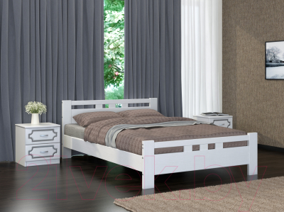 Односпальная кровать Bravo Мебель Вероника 2 90x200 (дуб белый)