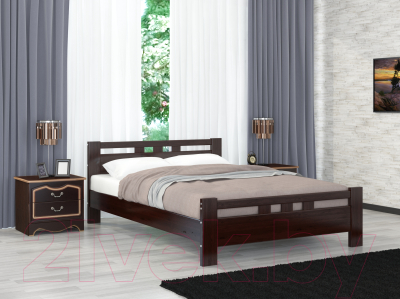 Двуспальная кровать Bravo Мебель Вероника 2 160x200 (орех темный)