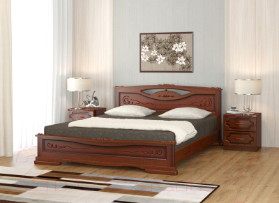 Двуспальная кровать Bravo Мебель Елена 3 160x200 (орех)